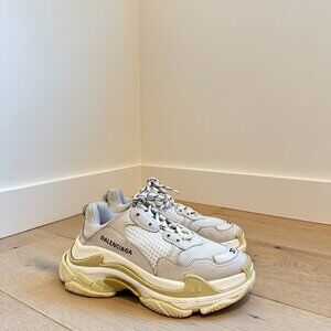 Balenciaga White Chunky Triple S Trainers Sz 37